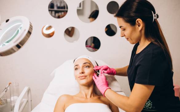 A diverse group of people smiling confidently, showcasing radiant and youthful-looking skin.